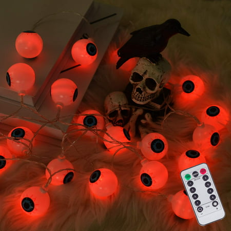 Red Battery Operated 8 Modes Fairy Lights with Remote 16.4ft Waterproof Halloween Lights Decor for Outdoor Indoor Party 30 LED Halloween Decoration Skull String Lights 